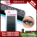 Fadvan U Shaped YY Parallel Flower Fake Eyelashes Cosplay Double Tips Lashes 2D YY Lashes Premade Fans Volume False Lash Makeup