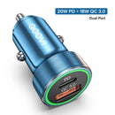 شاحن سيارة USB C بتقنية PD للشحن السريع 4.0 3.0 بقدرة 38 واط لهواتف ايفون 13 و12 وXS وX وXR و8 و7 وشاومي وشحن سريع QC4.0 QC3.0 من النوع C