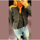 Women's Black Cropped Blazer Stand Collar Button Front Long Sleeve Slim Coat 2026 Spring Casual Daily Fashion Lady Outerwear