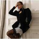 Women's Black Cropped Blazer Stand Collar Button Front Long Sleeve Slim Coat 2026 Spring Casual Daily Fashion Lady Outerwear