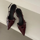 Ladies High Heels New Fashion Buckled Slingback Sandals 2025 Summer Sexy Pointed Toe Stiletto Heels Casual Party Dress Zapatos