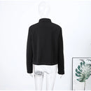 Women's Black Cropped Blazer Stand Collar Button Front Long Sleeve Slim Coat 2026 Spring Casual Daily Fashion Lady Outerwear