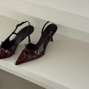 Ladies High Heels New Fashion Buckled Slingback Sandals 2025 Summer Sexy Pointed Toe Stiletto Heels Casual Party Dress Zapatos
