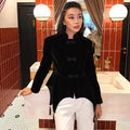 Women's Black Cropped Blazer Stand Collar Button Front Long Sleeve Slim Coat 2026 Spring Casual Daily Fashion Lady Outerwear