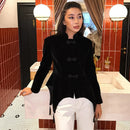 Women's Black Cropped Blazer Stand Collar Button Front Long Sleeve Slim Coat 2026 Spring Casual Daily Fashion Lady Outerwear