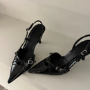 Ladies High Heels New Fashion Buckled Slingback Sandals 2025 Summer Sexy Pointed Toe Stiletto Heels Casual Party Dress Zapatos