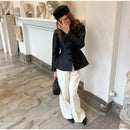 Women's Black Cropped Blazer Stand Collar Button Front Long Sleeve Slim Coat 2026 Spring Casual Daily Fashion Lady Outerwear