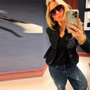 Women's Black Cropped Blazer Stand Collar Button Front Long Sleeve Slim Coat 2026 Spring Casual Daily Fashion Lady Outerwear