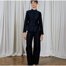 Women's Black Cropped Blazer Stand Collar Button Front Long Sleeve Slim Coat 2026 Spring Casual Daily Fashion Lady Outerwear