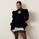 Women's Black Cropped Blazer Stand Collar Button Front Long Sleeve Slim Coat 2026 Spring Casual Daily Fashion Lady Outerwear