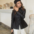 Women's Black Cropped Blazer Stand Collar Button Front Long Sleeve Slim Coat 2026 Spring Casual Daily Fashion Lady Outerwear
