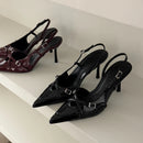 Ladies High Heels New Fashion Buckled Slingback Sandals 2025 Summer Sexy Pointed Toe Stiletto Heels Casual Party Dress Zapatos